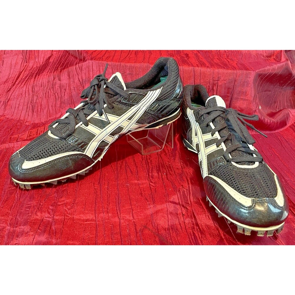 Mens ASICS Hyper MD Track Spikes Black/White w Spike Wrench sz 10